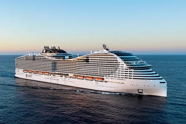 MSC World America cruise ship at sea