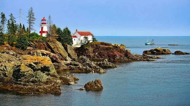 Lighthouse on a rocky Atlantic coastline