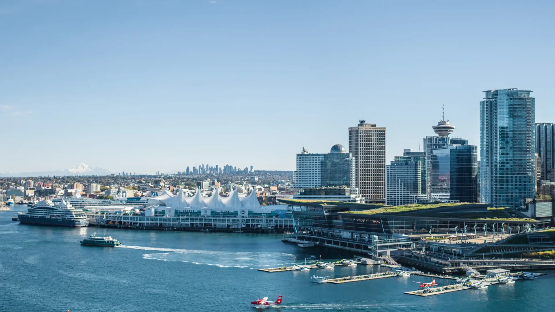 Vancouver waterfront and Canada Place cruise terminal, British Columbia