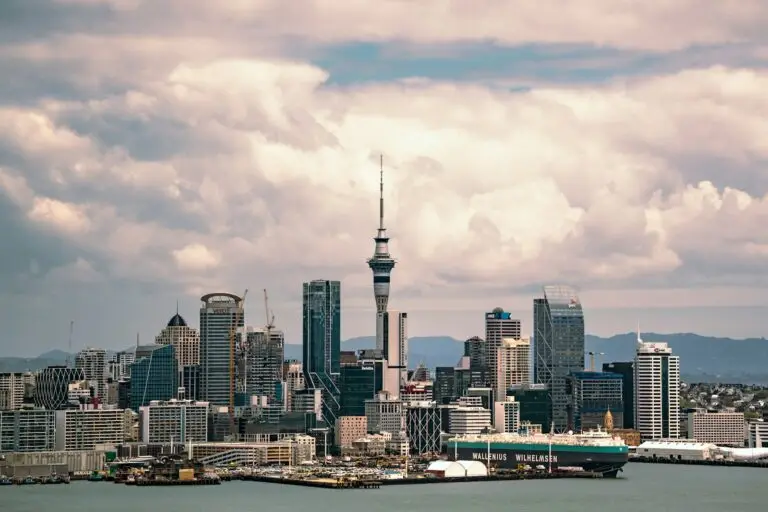 Auckland city skyline and Sky Tower, New Zealand