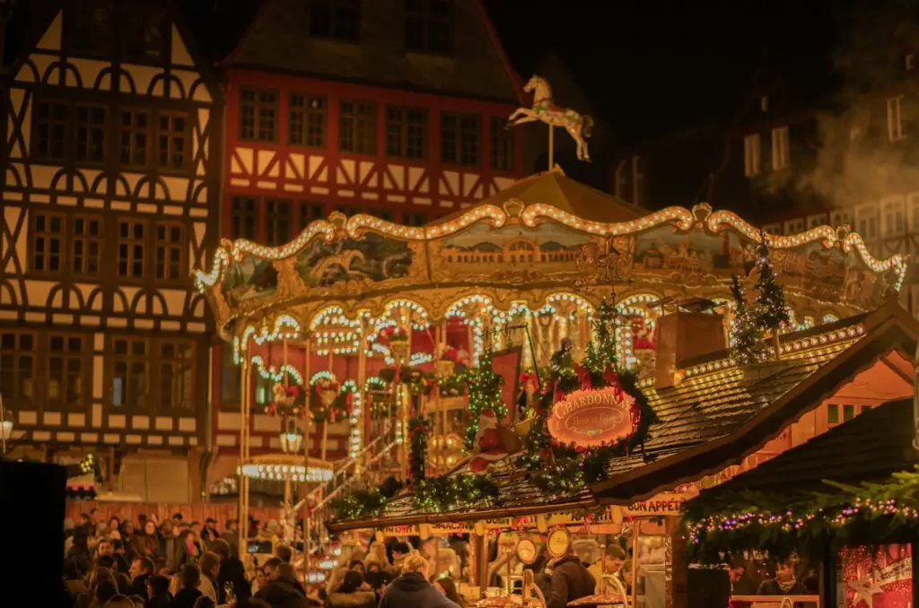 Carousel at a Christmas market in Frankfurt, Germany