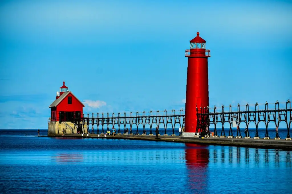 Grand Haven lighthouse on Lake Michigan