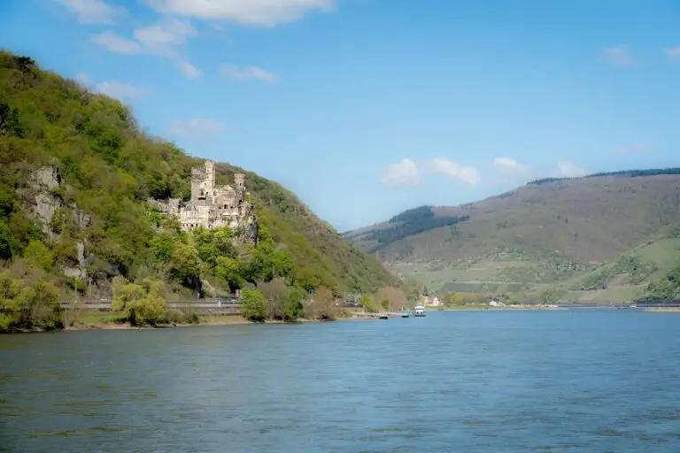 Hilltop castle above a river