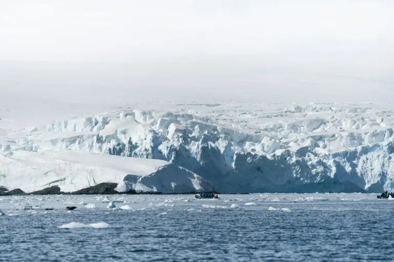 Zodiac excursion among glaciers in Antarctica